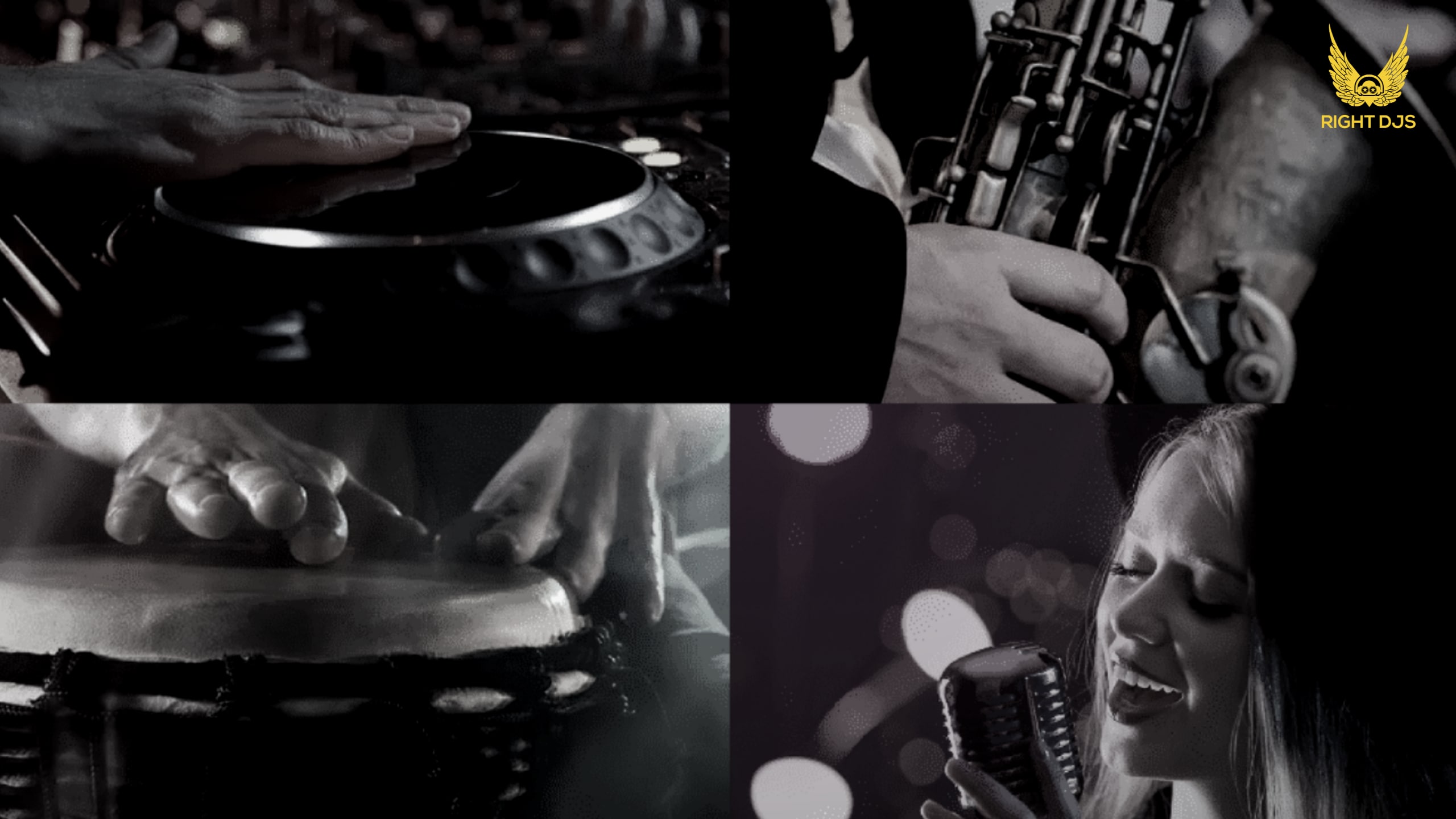 Right DJs® Four Piece Package. DJ, Sax player, Percussionist and Vocalist